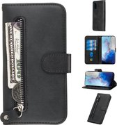 Voor Galaxy S20 Fashion Calf Texture Zipper Horizontaal Flip Leather Case met Stand & Card Slots & Wallet-functie (Zwart)