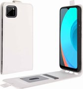 Voor OPPO Realme C11 R64 Textuur Enkele Verticale Flip Lederen Beschermhoes met Kaartsleuven & Fotolijst (Wit)