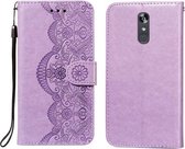 Voor LG Stylo 4 Flower Vine Embossing Pattern Horizontale Flip Leather Case met Card Slot & Holder & Wallet & Lanyard (Purple)