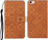 Voor OPPO F1s etnische stijl reliëf patroon horizontale flip lederen tas met houder & kaartsleuven & portemonnee & lanyard (bruin)