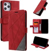 Voor iPhone 12 Pro Max Skin Feel Splicing Horizontale flip lederen tas met houder & kaartsleuven & portemonnee & fotolijst (rood)