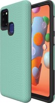 Voor Samsung Galaxy A21s Triangle Armor Texture TPU + PC Case (Mintgroen)