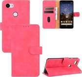 Voor Google Pixel 3a Effen Kleur Huidgevoel Magnetische Gesp Horizontale Flip Kalfsstructuur PU Lederen Case met Houder & Kaartsleuven & Portemonnee (Rose Rood)