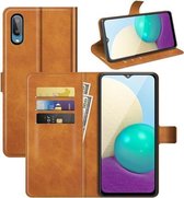Voor Samsung Galaxy A02 Retro Kalfspatroon Gesp Horizontale Flip Leren Case met Houder & Kaartsleuven & Portemonnee (Geel)