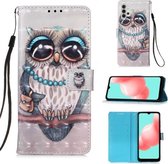 Voor Samsung Galaxy A32 5G 3D Schilderen Horizontale Flip Leren Case met Houder & Kaartsleuf & Portemonnee & Lanyard (Leuke Uil)