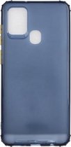 Voor Samsung Galaxy A21s Kleurknop Doorschijnend Frosted TPU Vierhoekig Airbag Schokbestendig Hoesje (Marineblauw)