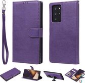 Voor Samsung Galaxy Note 20 2 in 1 effen kleur afneembare PU lederen tas met kaartsleuven & magnetische houder & fotolijst & portemonnee & riem (paars)