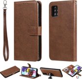 Voor Samsung Galaxy A51 5G 2 in 1 effen kleur afneembare PU lederen tas met kaartsleuven & magnetische houder & fotolijst & portemonnee & riem (bruin)