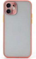 Volledige dekking TPU + pc-beschermhoes met metalen lensafdekking voor iPhone 12 (roze groen)