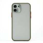 Volledige dekking TPU + pc-beschermhoes met metalen lensafdekking voor iPhone 12 mini (grasgroen-rood)