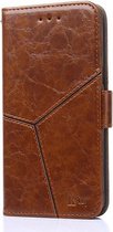 Geometrische stiksels Horizontale flip TPU + PU lederen tas met houder & kaartsleuven en portemonnee voor iPhone 6 Plus / 6s Plus (lichtbruin)