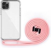 Voor iPhone 11 Pro PC + TPU Transparant All-inclusive acryl 2-in-1 schokbestendig telefoonhoesje met draagkoord (roze)