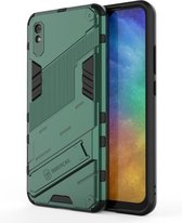 Voor Geschikt voor Xiaomi Redmi 9A Punk Armor 2 in 1 PC + TPU schokbestendig hoesje met onzichtbare houder (groen)