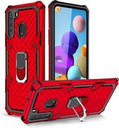 Voor Samsung Galaxy A21 Cool Armor PC + TPU schokbestendig hoesje met 360 graden rotatie ringhouder (rood)