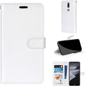 Voor Nokia 2.4 Pure Kleur Horizontale Flip PU Lederen Case met Houder & Kaartsleuven & Portemonnee & Fotolijst (Wit)