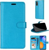 Voor Huawei P smart 2021 / Y7a Pure Kleur Horizontale Flip PU lederen tas met houder & kaartsleuven & portemonnee & fotolijst (blauw)