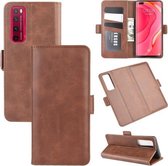 Voor Huawei Nova 7 Pro 5G Dual-Side Magnetische Gesp Horizontale Flip Leren Case met Houder & Kaartsleuven & Portemonnee (Bruin)