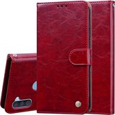 Voor Samsung Galaxy A11 Zakelijke Stijl Olie Wax Textuur Horizontale Flip Leren Case met Houder & Kaartsleuven & Portemonnee (Bruin Rood)