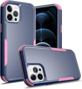 TPU + pc schokbestendige beschermhoes voor iPhone 12/12 Pro (koningsblauw + roze)