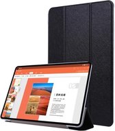 Voor Huawei MatePad Pro 10,8 inch Zijde Textuur Horizontale Flip Leren Case met Drie-vouwbare Houder (Zwart)