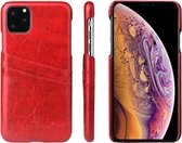 Fierre Shann Retro Oil Wax Texture PU lederen tas met kaartsleuven voor iPhone 11 (rood)