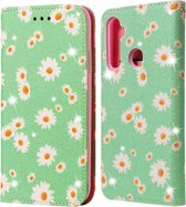 Voor OPPO Realme 5 & C3 Glittering Daisy magnetische horizontale flip lederen tas met houder & kaartsleuven en fotolijst (groen)