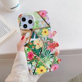 Voor iPhone 12 Max / 12 Pro Plating Splicing Pattern Soft TPU beschermhoes (kleurrijke bloem)