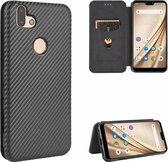 Voor Fujitsu Arrows RX (Arrows M05) Koolstofvezel Textuur Magnetische Horizontale Flip TPU + PC + PU Lederen Case met Kaartsleuf (Zwart)