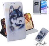 Voor Xiaomi Redmi 10X 5G Gekleurde Tekening Horizontale Flip Leren Case met Houder & Kaartsleuf & Portemonnee (Witte Wolf)
