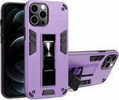 2-in-1 pc + TPU schokbestendige beschermhoes met onzichtbare houder voor iPhone 12/12 Pro (paars)