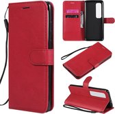 Voor Xiaomi Poco X3 NFC effen kleur horizontale flip beschermende lederen tas met houder & kaartsleuven & portemonnee & fotolijst & lanyard (rood)