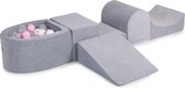Foam Speelset met ballenbak Grijs incl 100 Balls: Pastel Roze, Transparant, Wit