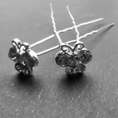 Zilverkleurige Hairpins – Vlindertje - Diamantjes - 5 stuks