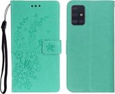 Voor Galaxy A71 Plum Blossom Pattern Links en Rechts Flip Leren Case met Beugel & Kaartsleuf & Portemonnee & Lanyard (Groen)