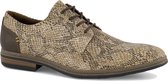 Memphis One Heren Bruine veterschoen slangenprint - Maat 42