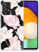 GSM Hoesje Samsung Galaxy A52 Enterprise Editie (5G/4G) Back Case TPU Siliconen Hoesje Doorzichtig Mooie Bloemen