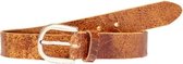 Dames vintage riem leer 3,5 cm cognac, bandmaat 105
