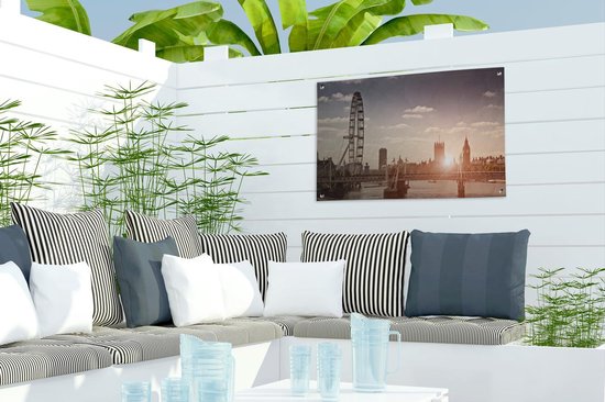 Sunset at the London Eye in England Garden poster 60x40 cm - petit - Toile de jardin / Toile d'extérieur / Peintures pour l'extérieur (décoration de jardin)