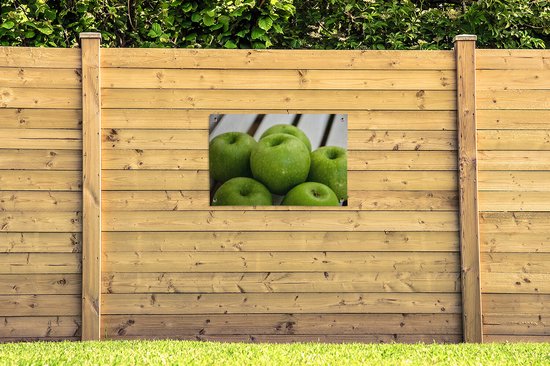 Affiche de jardin Six Granny Smith pommes en vrac 90x60 cm - Toile de jardin / Toile d'extérieur / Peintures pour l'extérieur (décoration de jardin)