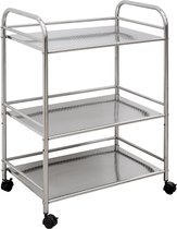 Bol.com Roestvrijstalen keukenwagen 3 planken 60x35x77 cm serveerwagen Theetrolley Badkamerwagen Roller t... aanbieding