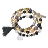 Juleeze Armband Dames 15 cm Zwart Kunststof Rond Armbandjes Sieraden Dames