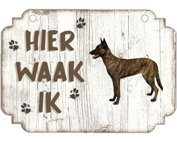Waakbord | Hier Waak Ik: Hollandse Herder (korthaar)