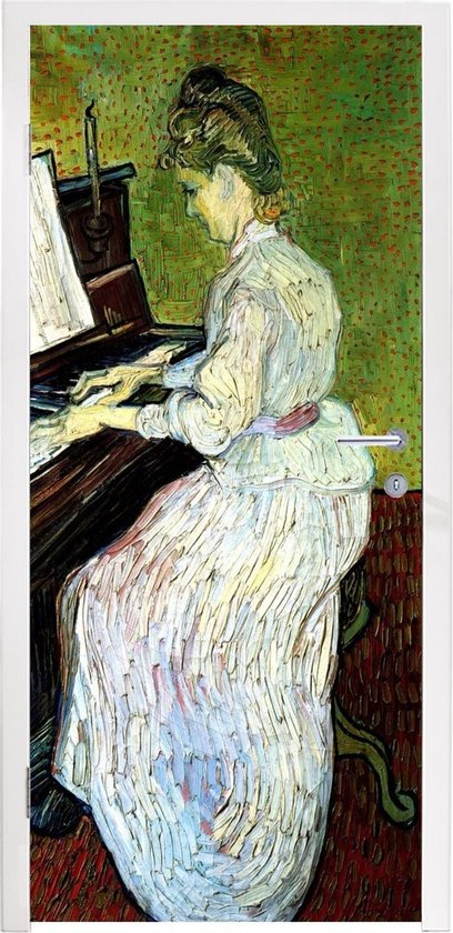 Deursticker Vincent van Gogh 2 - Marguerite Gachet op de piano - Schilderij  van | bol.com