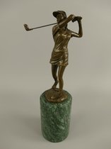 Bronzen beeld - Vrouwelijke golfer - Sculptuur - 28 cm hoog