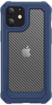 Backcover Shockproof Carbon Hoesje iPhone 12 Mini Blauw - Gratis Screen Protector - Telefoonhoesje - Smartphonehoesje - Zonder Screen Protector