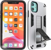 Stand Shockproof Telefoonhoesje - Magnetic Stand Hard Case - Grip Stand Back Cover - Backcover Hoesje voor iPhone 11 - Zilver