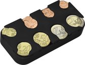 kwmobile Muntenhouder met 8 vakken - Munthouder voor euro's - Voor 1 cent t/m 2 euro - Houder voor kleingeld in zwart