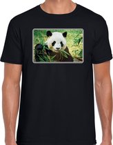 Dieren shirt met pandaberen foto - zwart - voor heren - natuur / panda cadeau t-shirt - kleding S