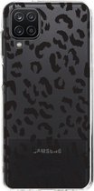 Casetastic Samsung Galaxy A12 (2021) Hoesje - Softcover Hoesje met Design - Leopard Print Black Print