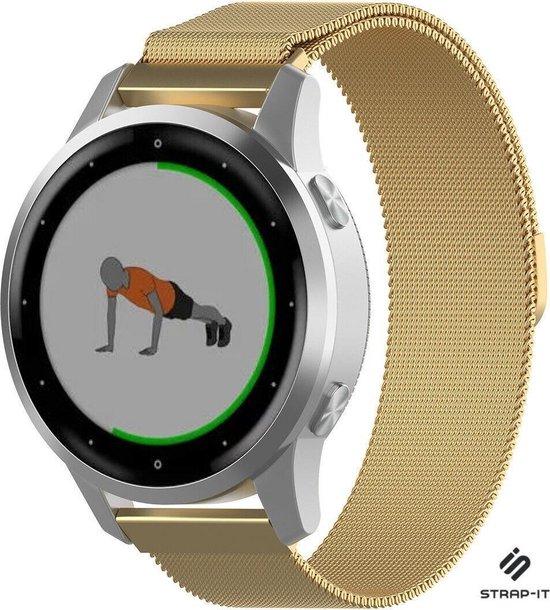 Smartwatch bandje 18mm - Milanees bandje geschikt voor Garmin Vivoactive 4s / Garmin Venu 2s / Garmin Vivomove 3s - goud